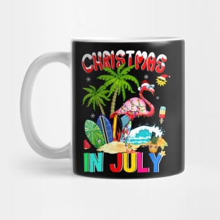 Christmas in July Pink Flamingo Funny Xmas Men Women Kids Mug